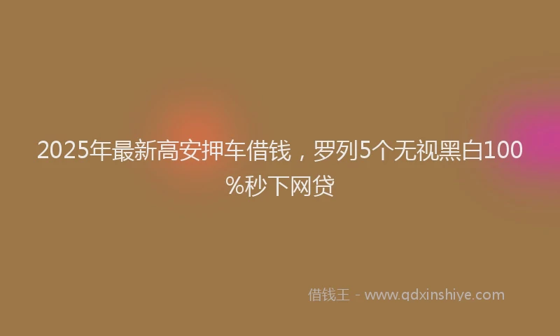 2025年最新高安押车借钱，罗列5个无视黑白100%秒下网贷