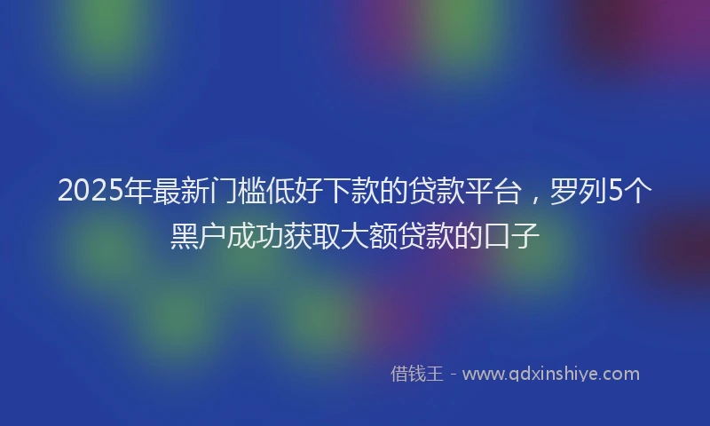 2025年最新门槛低好下款的贷款平台，罗列5个黑户成功获取大额贷款的口子
