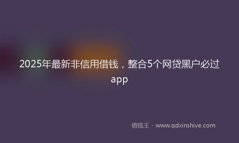 2025年最新非信用借钱，整合5个网贷黑户必过app