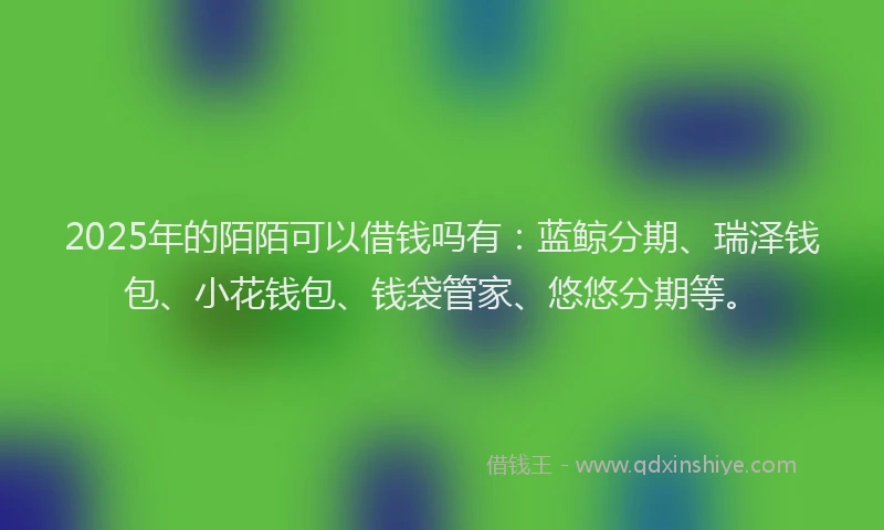 2025年的陌陌可以借钱吗有：蓝鲸分期、瑞泽钱包、小花钱包、钱袋管家、悠悠分期等。