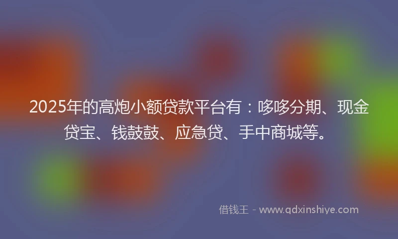 2025年的高炮小额贷款平台有：哆哆分期、现金贷宝、钱鼓鼓、应急贷、手中商城等。