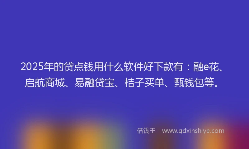 2025年的贷点钱用什么软件好下款有：融e花、启航商城、易融贷宝、桔子买单、甄钱包等。