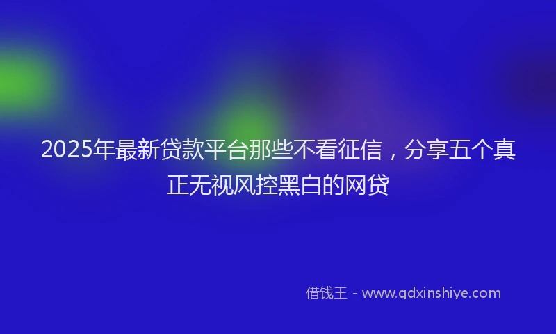 2025年最新贷款平台那些不看征信，分享五个真正无视风控黑白的网贷