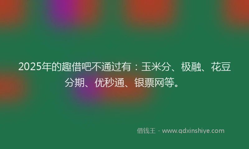 2025年的趣借吧不通过有：玉米分、极融、花豆分期、优秒通、银票网等。