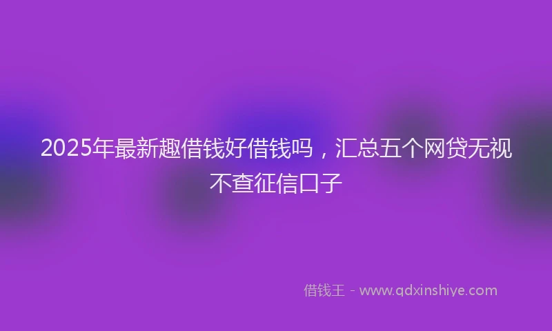 2025年最新趣借钱好借钱吗，汇总五个网贷无视不查征信口子