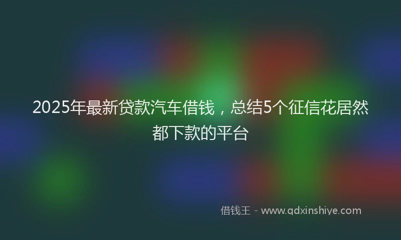 2025年最新贷款汽车借钱，总结5个征信花居然都下款的平台