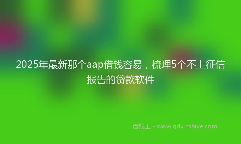 2025年最新那个aap借钱容易，梳理5个不上征信报告的贷款软件