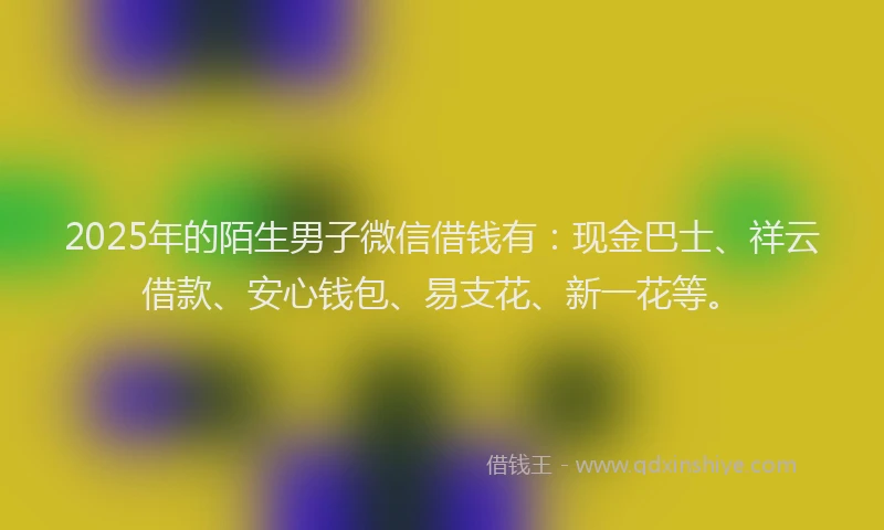 2025年的陌生男子微信借钱有：现金巴士、祥云借款、安心钱包、易支花、新一花等。