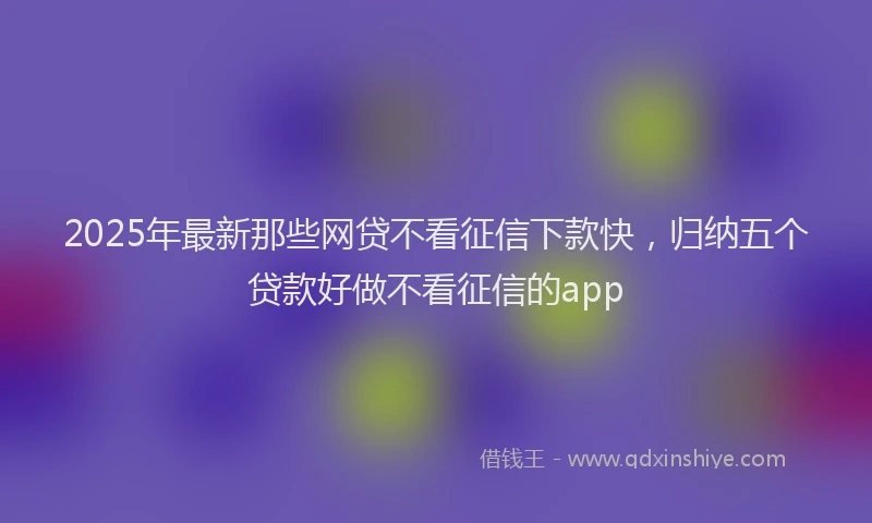 2025年最新那些网贷不看征信下款快，归纳五个贷款好做不看征信的app