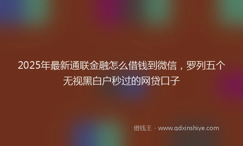 2025年最新通联金融怎么借钱到微信，罗列五个无视黑白户秒过的网贷口子