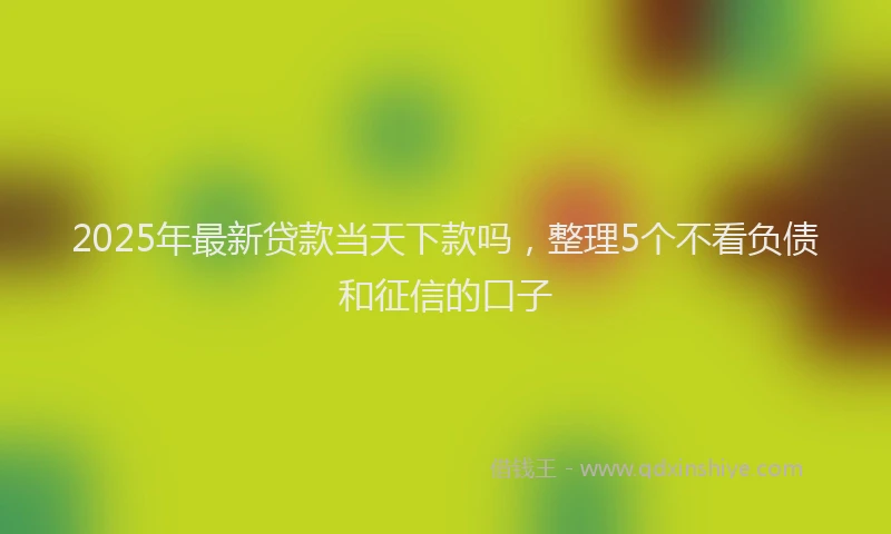 2025年最新贷款当天下款吗，整理5个不看负债和征信的口子