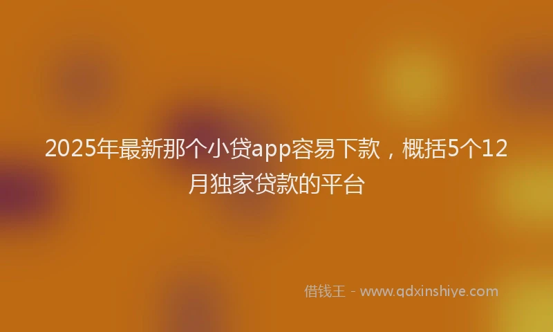 2025年最新那个小贷app容易下款，概括5个12月独家贷款的平台