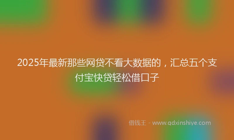 2025年最新那些网贷不看大数据的，汇总五个支付宝快贷轻松借口子