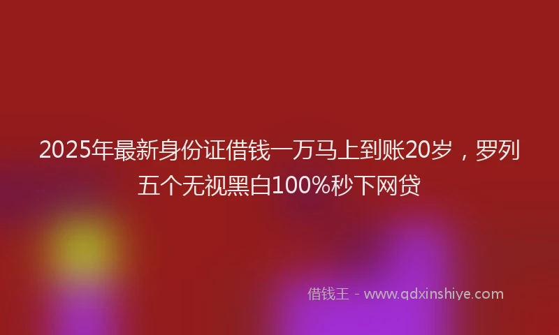 2025年最新身份证借钱一万马上到账20岁，罗列五个无视黑白100%秒下网贷