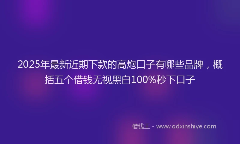 2025年最新近期下款的高炮口子有哪些品牌，概括五个借钱无视黑白100%秒下口子
