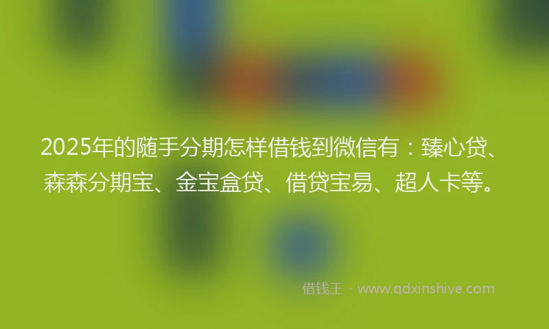 2025年的随手分期怎样借钱到微信有：臻心贷、森森分期宝、金宝盒贷、借贷宝易、超人卡等。
