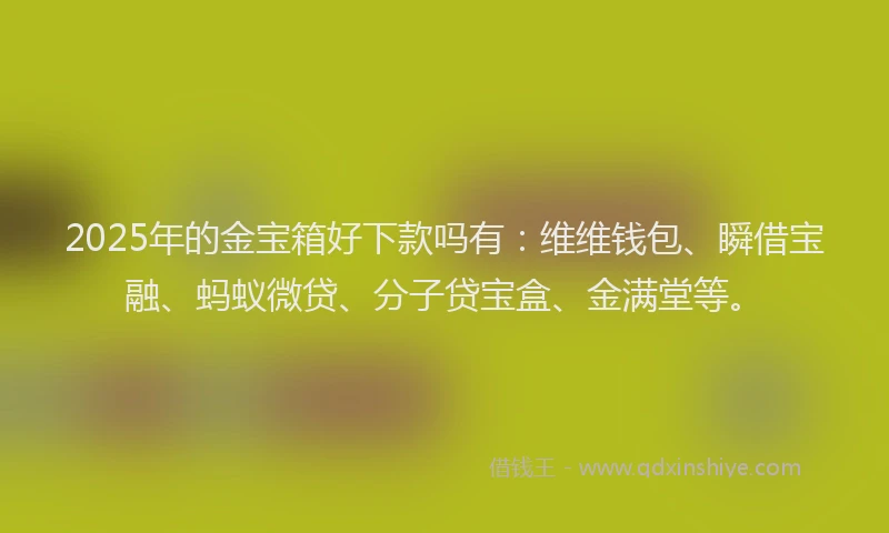 2025年的金宝箱好下款吗有：维维钱包、瞬借宝融、蚂蚁微贷、分子贷宝盒、金满堂等。