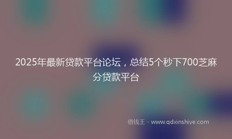 2025年最新贷款平台论坛，总结5个秒下700芝麻分贷款平台