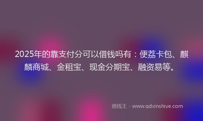 2025年的靠支付分可以借钱吗有：便荔卡包、麒麟商城、金租宝、现金分期宝、融资易等。