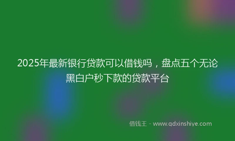2025年最新银行贷款可以借钱吗，盘点五个无论黑白户秒下款的贷款平台