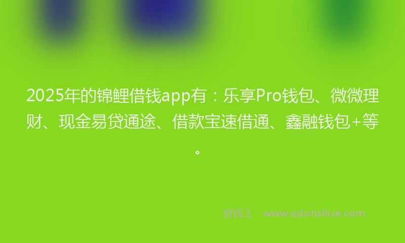 2025年的锦鲤借钱app有：乐享Pro钱包、微微理财、现金易贷通途、借款宝速借通、鑫融钱包+等。