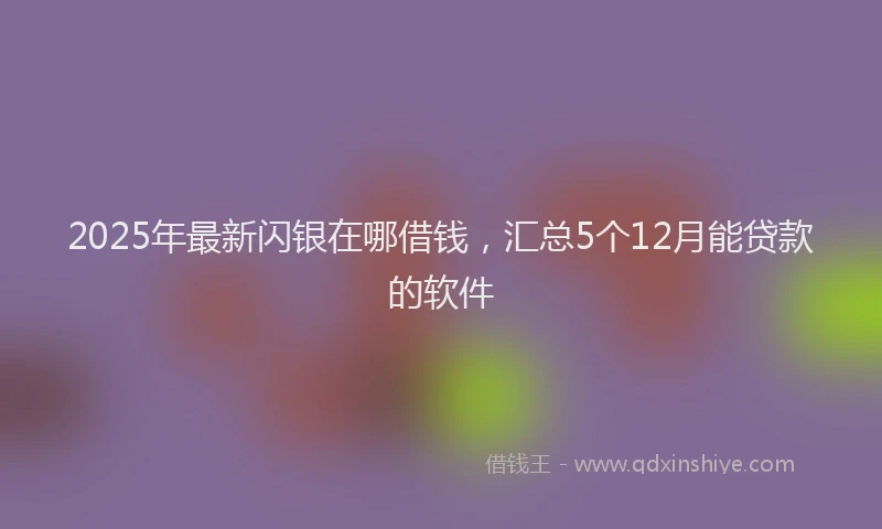 2025年最新闪银在哪借钱，汇总5个12月能贷款的软件