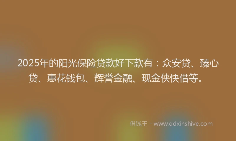 2025年的阳光保险贷款好下款有：众安贷、臻心贷、惠花钱包、辉誉金融、现金侠快借等。