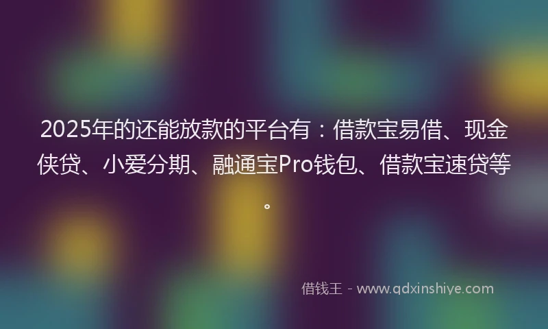 2025年的还能放款的平台有：借款宝易借、现金侠贷、小爱分期、融通宝Pro钱包、借款宝速贷等。