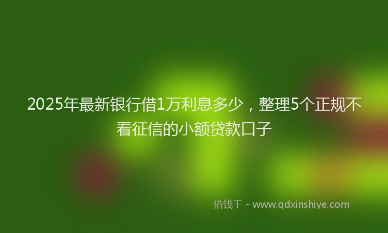 2025年最新银行借1万利息多少，整理5个正规不看征信的小额贷款口子