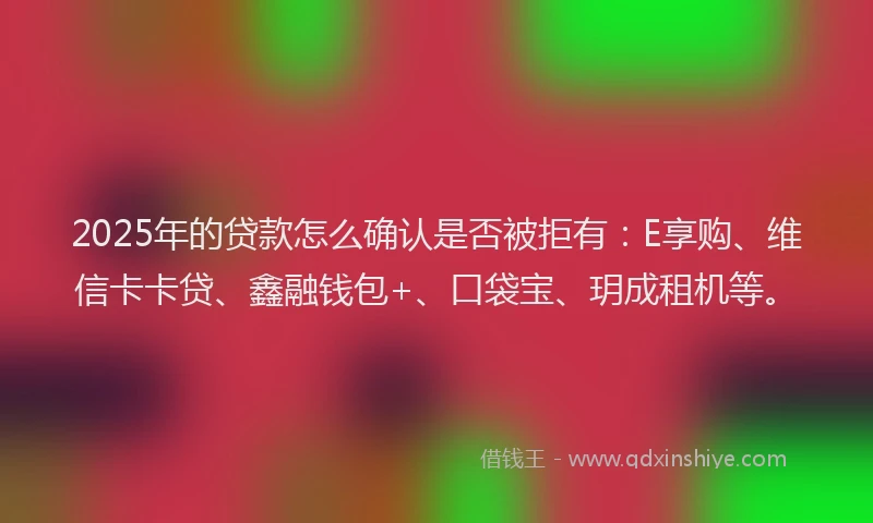 2025年的贷款怎么确认是否被拒有：E享购、维信卡卡贷、鑫融钱包+、口袋宝、玥成租机等。