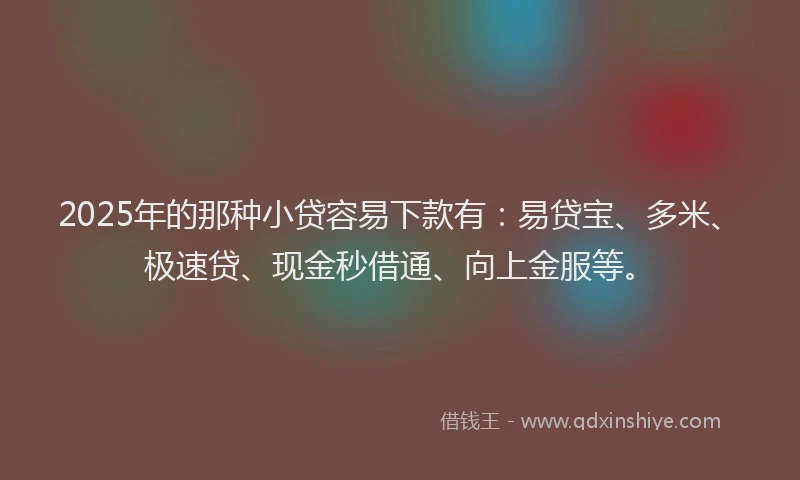 2025年的那种小贷容易下款有：易贷宝、多米、极速贷、现金秒借通、向上金服等。