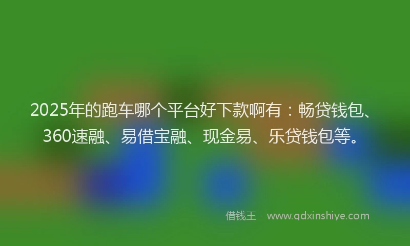 2025年的跑车哪个平台好下款啊有：畅贷钱包、360速融、易借宝融、现金易、乐贷钱包等。