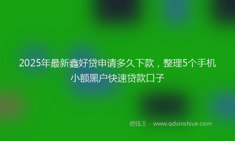 2025年最新鑫好贷申请多久下款，整理5个手机小额黑户快速贷款口子