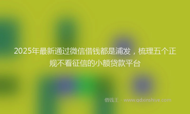 2025年最新通过微信借钱都是浦发，梳理五个正规不看征信的小额贷款平台
