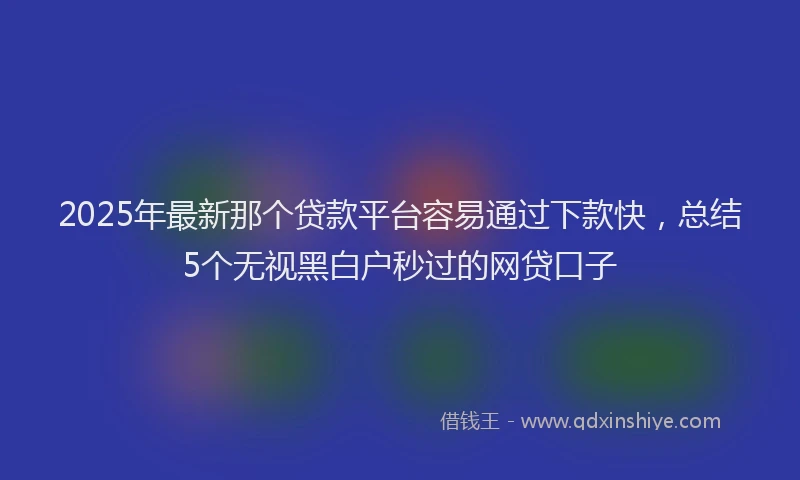 2025年最新那个贷款平台容易通过下款快，总结5个无视黑白户秒过的网贷口子