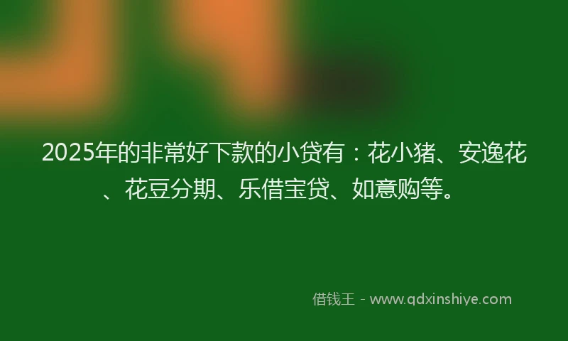 2025年的非常好下款的小贷有：花小猪、安逸花、花豆分期、乐借宝贷、如意购等。