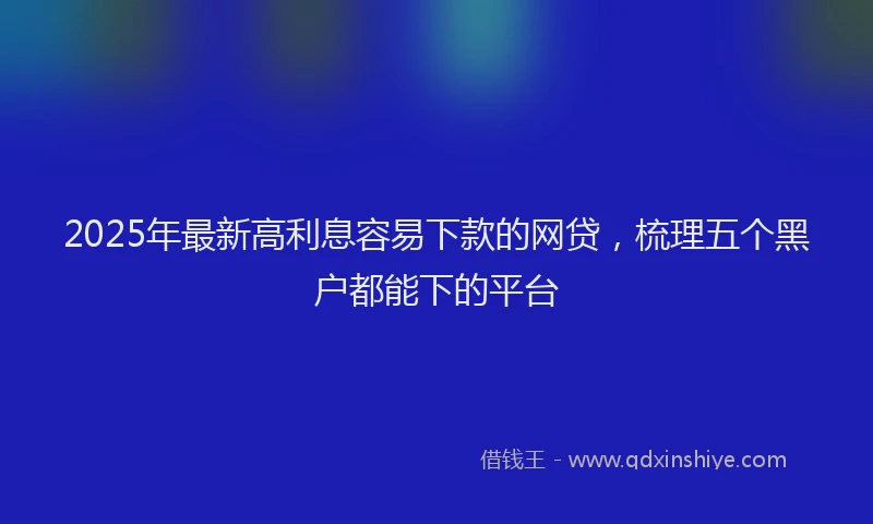 2025年最新高利息容易下款的网贷，梳理五个黑户都能下的平台