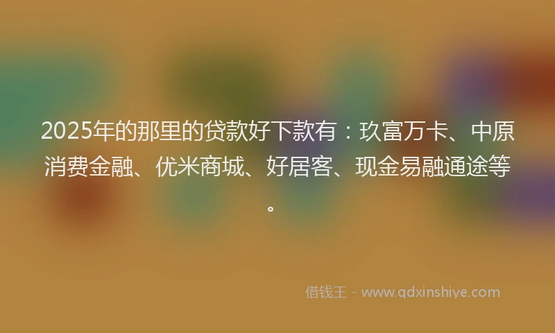 2025年的那里的贷款好下款有：玖富万卡、中原消费金融、优米商城、好居客、现金易融通途等。