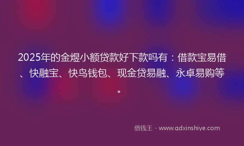 2025年的金煜小额贷款好下款吗有：借款宝易借、快融宝、快鸟钱包、现金贷易融、永卓易购等。