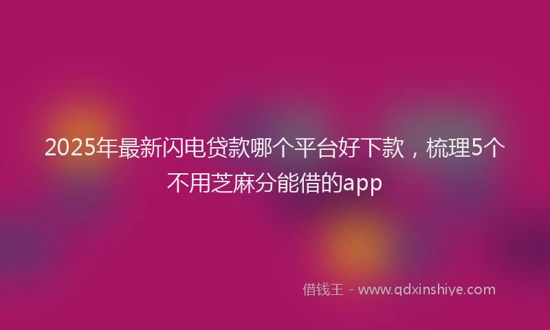 2025年最新闪电贷款哪个平台好下款，梳理5个不用芝麻分能借的app