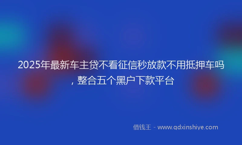 2025年最新车主贷不看征信秒放款不用抵押车吗，整合五个黑户下款平台