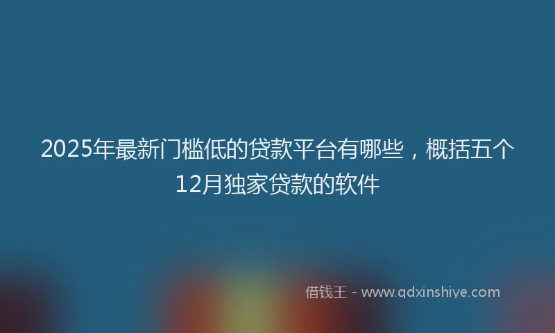 2025年最新门槛低的贷款平台有哪些，概括五个12月独家贷款的软件