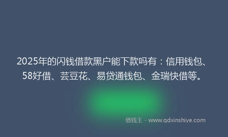 2025年的闪钱借款黑户能下款吗有：信用钱包、58好借、芸豆花、易贷通钱包、金瑞快借等。