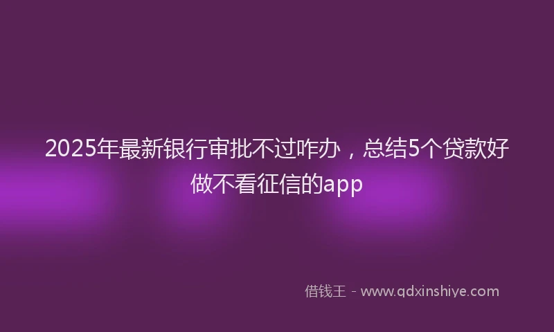 2025年最新银行审批不过咋办，总结5个贷款好做不看征信的app