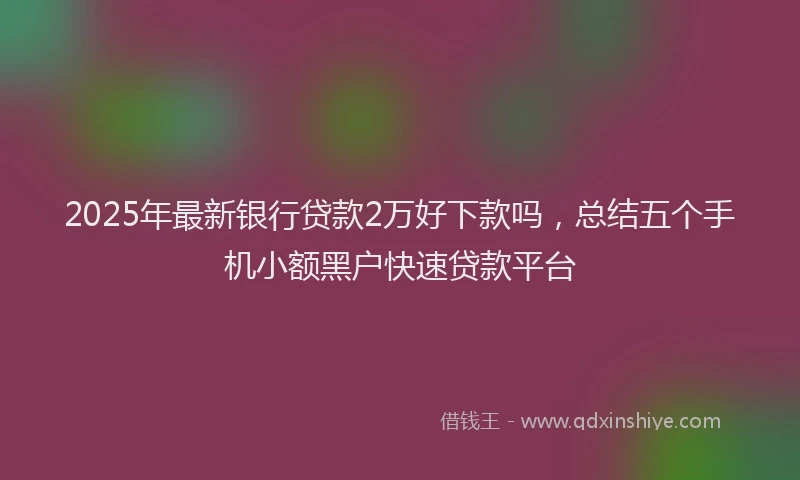 2025年最新银行贷款2万好下款吗，总结五个手机小额黑户快速贷款平台