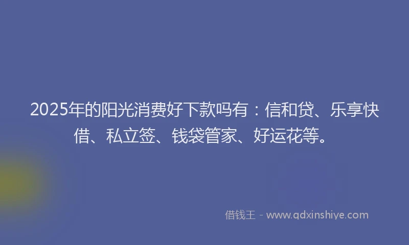 2025年的阳光消费好下款吗有：信和贷、乐享快借、私立签、钱袋管家、好运花等。