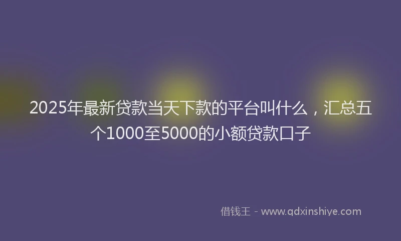 2025年最新贷款当天下款的平台叫什么，汇总五个1000至5000的小额贷款口子