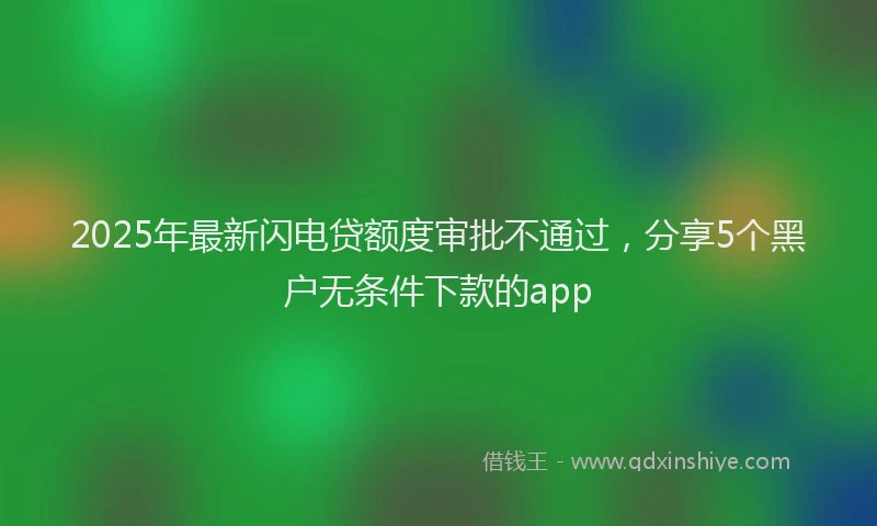 2025年最新闪电贷额度审批不通过，分享5个黑户无条件下款的app