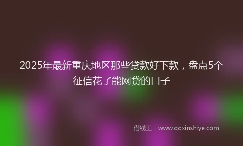 2025年最新重庆地区那些贷款好下款，盘点5个征信花了能网贷的口子
