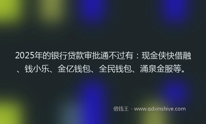 2025年的银行贷款审批通不过有：现金侠快借融、钱小乐、金亿钱包、全民钱包、涌泉金服等。